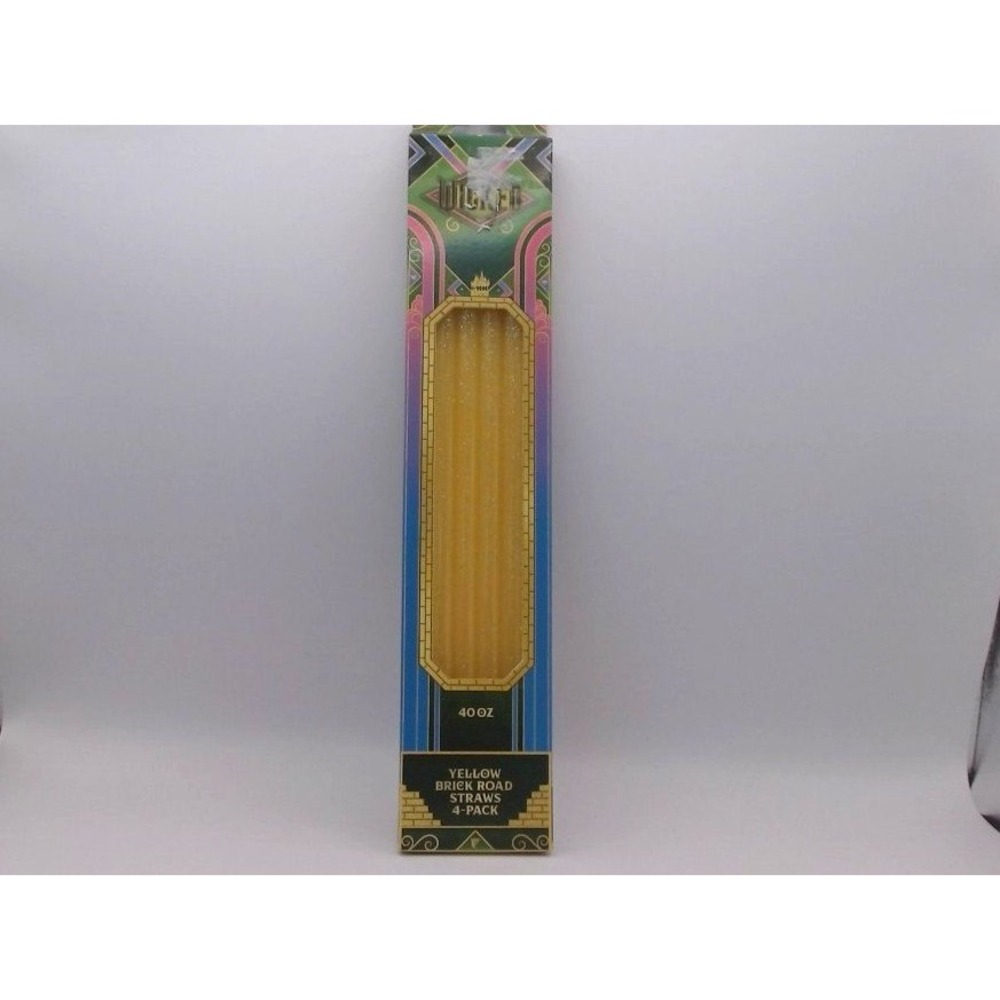 CharCharms 4pk 40oz Water Bottle Straws Wicked 2 Gold Glitter, BRAND NEW IN BOX